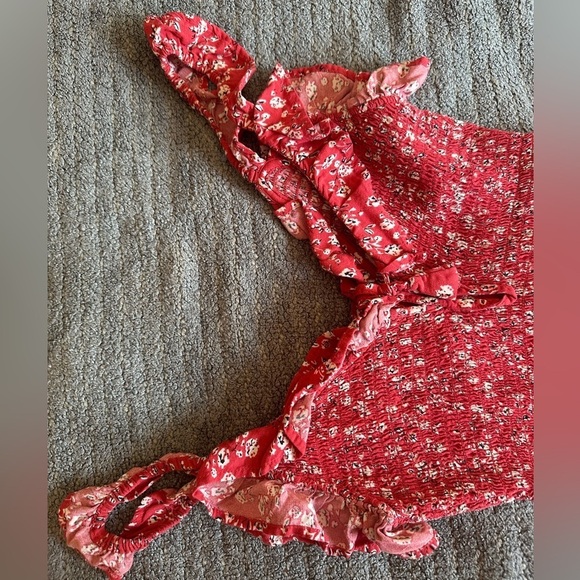 Japna Red Floral Ruffle Bodycon Mini Dress - Picture 7 of 8